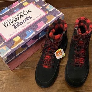 NWOT Skechers GoWalk Boots   Ortholite Comfort Foam Insoles   Black/Red   Sz 11